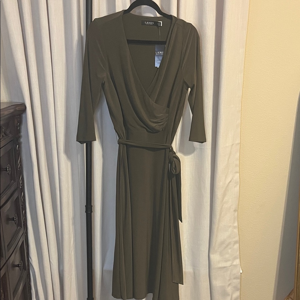 Ralph Lauren Black Label Long Sleeve Olive Dress
